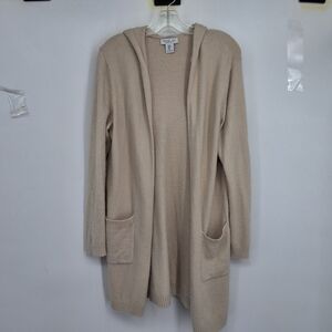 RACHEL ZOE medium Beige Hooded Cardigan with Pockets